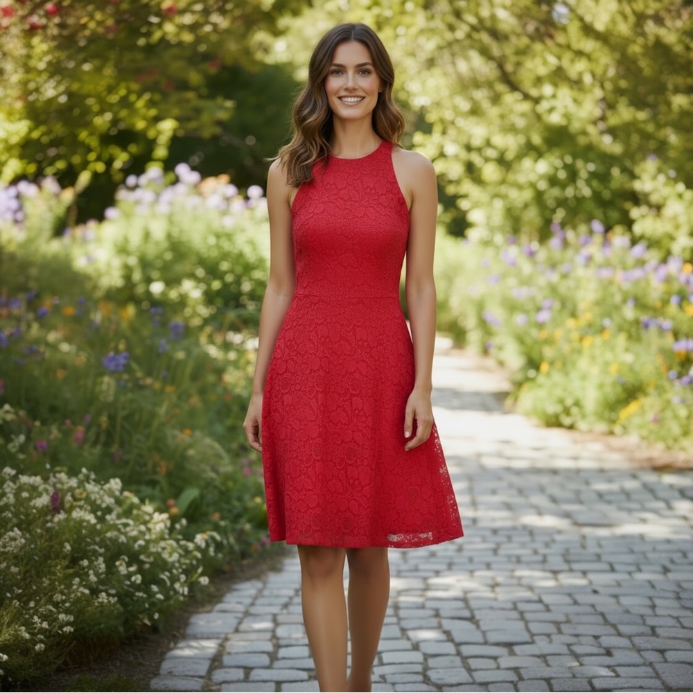 THAKOON Red Racerback Embroidered A-line Dress!